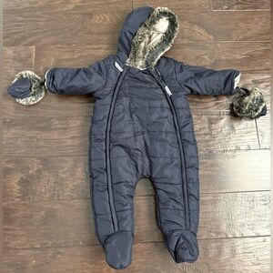 The Essential One Baby Snowsuit 3-6 Month Navy Blue Kids One Piece Snowsuit